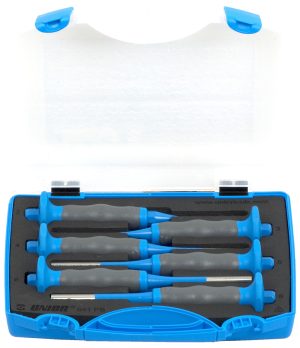 Set of pin punches with handle in plastic box - 641/6HSPB
