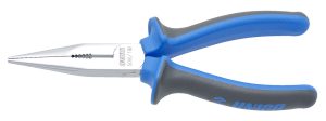 Long nose pliers with side cutter and pipe grip, straight